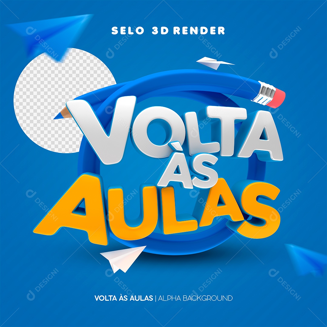 Selo 3D Volta às Aulas PSD Para Composição