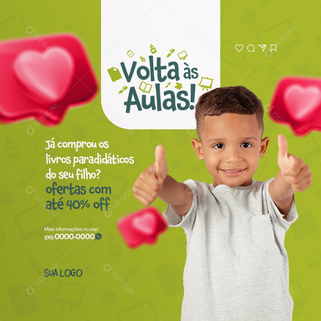 Já Comprou os Livros Paradidáticos do Seu Finho? Volta Ás Aulas Social Media PSD Editável