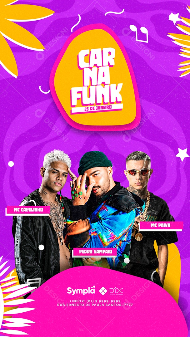 Story Carna Funk Mc Cabelinho Pedro Sampaio Mc Paiva Flyers Social Media PSD Editável