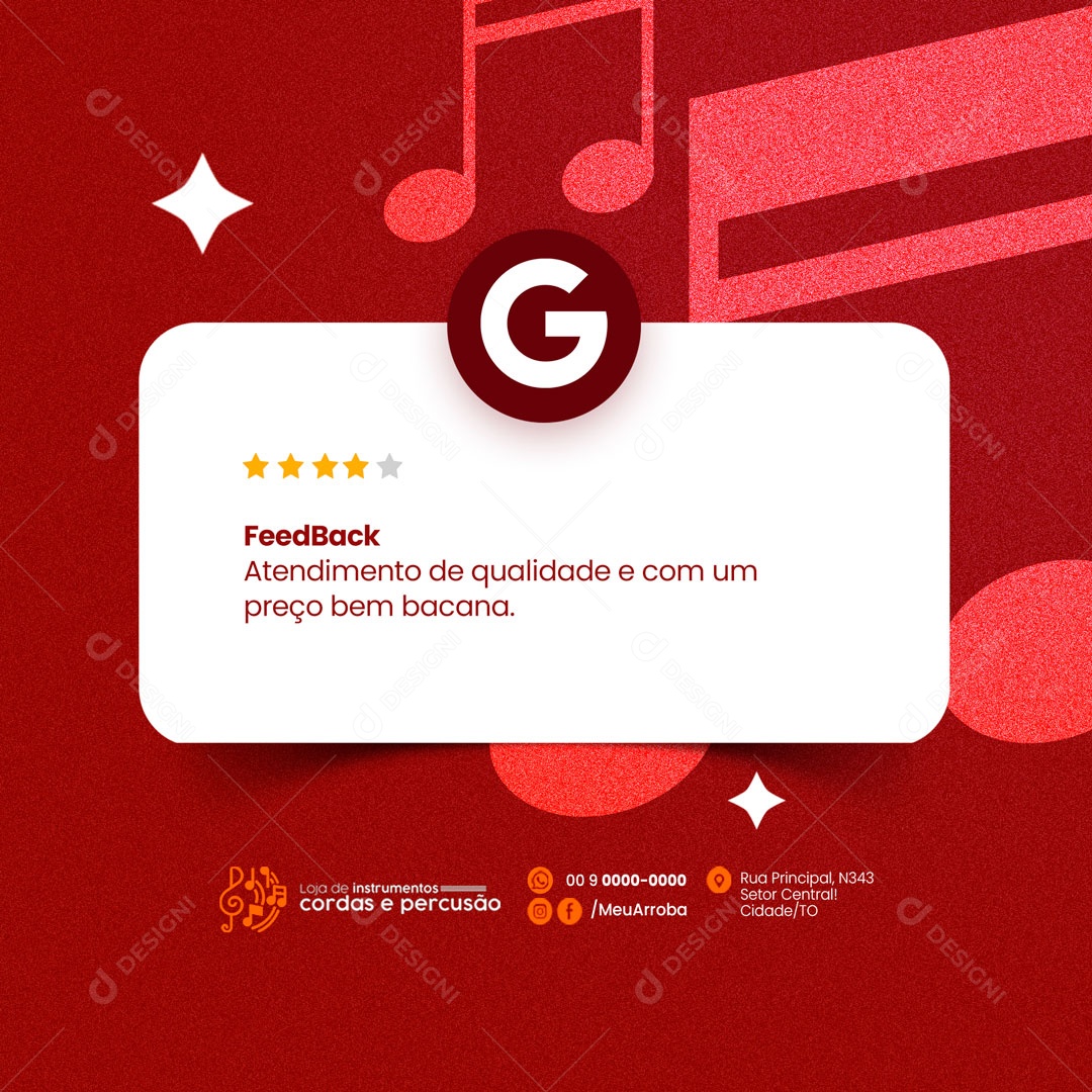 Feedback Loja de Instrumentos Musicais Social Media PSD Editável