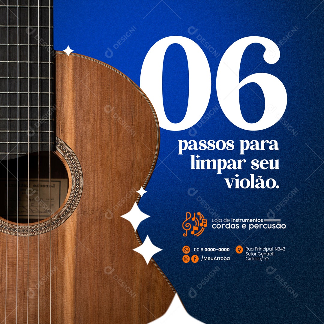 Loja de Instrumentos Musicais Violão Social Media PSD Editável