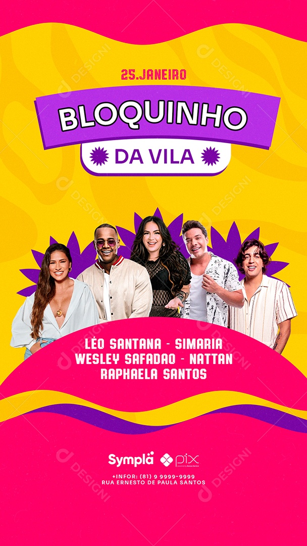 Story Bloquinho da Vila Carnaval Flyers Social Media PSD Editável