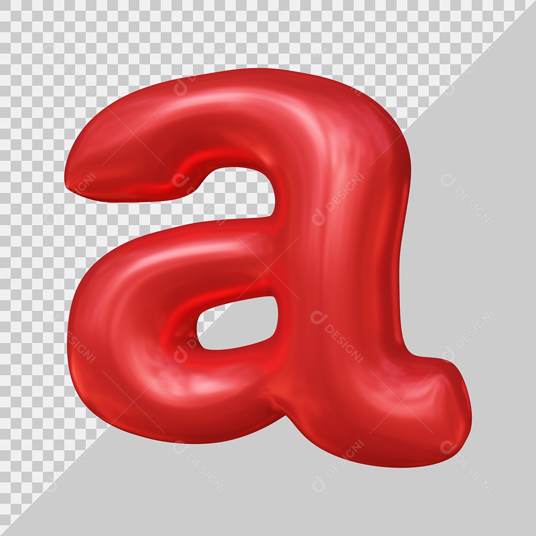Elemento 3D Para Composição Letra A Minúscula Vermelha PSD