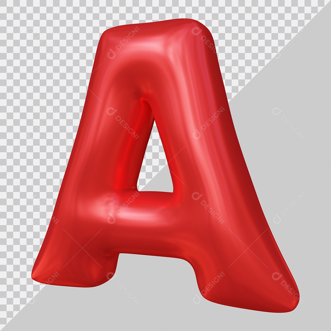 Elemento 3D Para Composição Letra A Maiúscula Vermelha PSD
