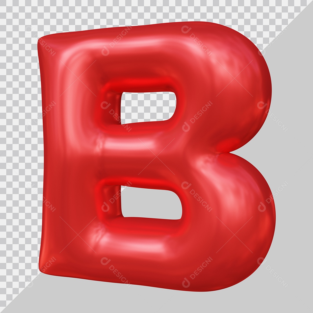 Elemento 3D Para Composição Letra B Maiúscula Vermelha PSD