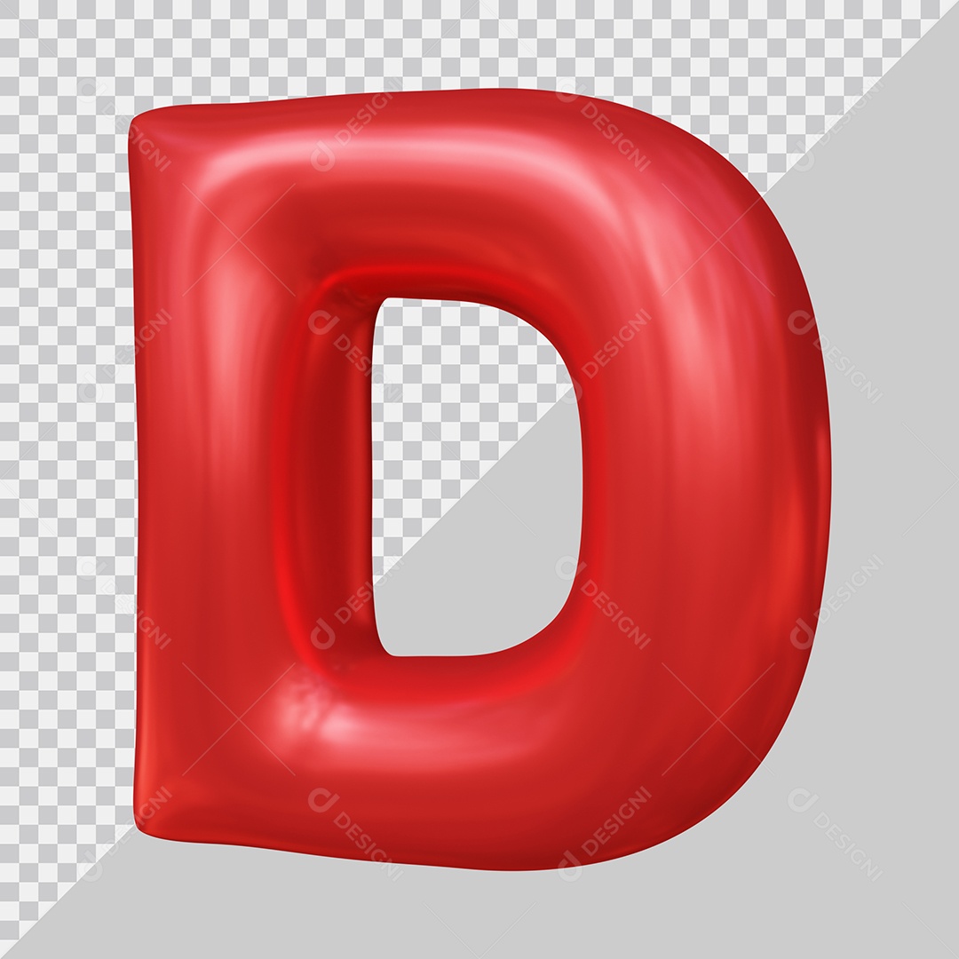 Elemento 3D Para Composição Letra D Maiúscula Vermelha PSD
