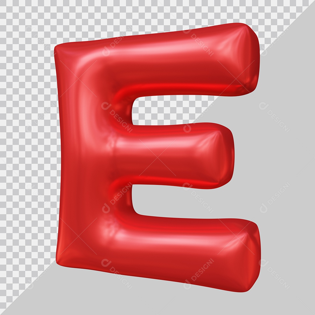 Elemento 3D Para Composição Letra E Maiúscula Vermelha PSD