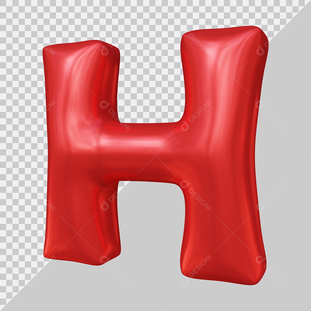 Elemento 3D Para Composição Letra H Maiúscula Vermelha PSD