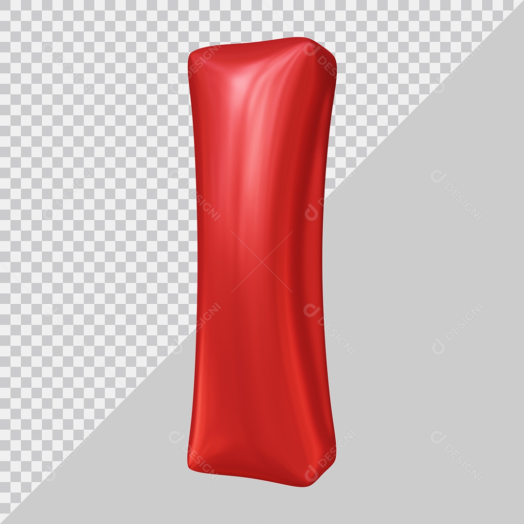 Elemento 3D Para Composição Letra I Maiúscula Vermelha PSD