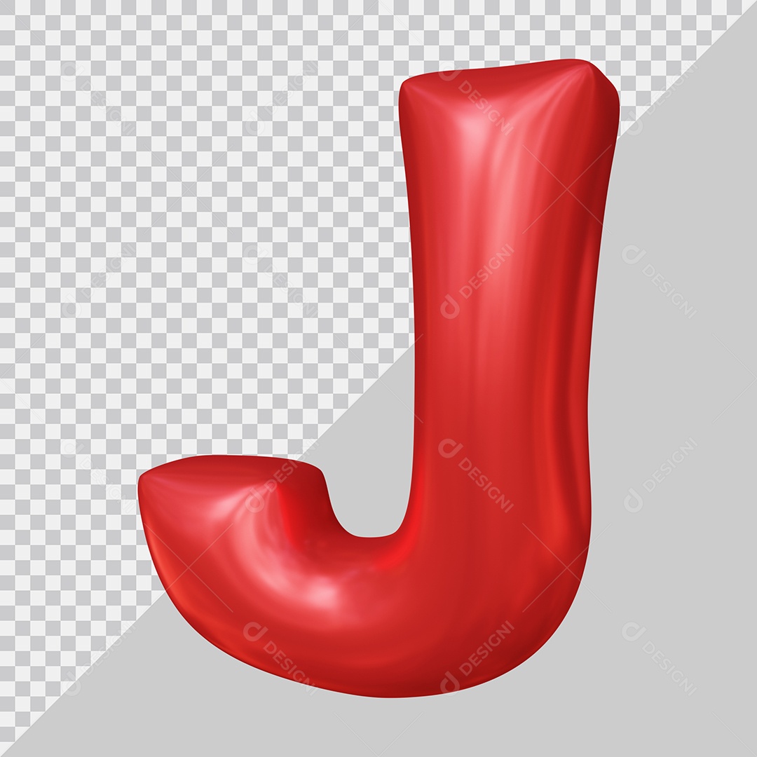 Elemento 3D Para Composição Letra J Maiúscula Vermelha PSD