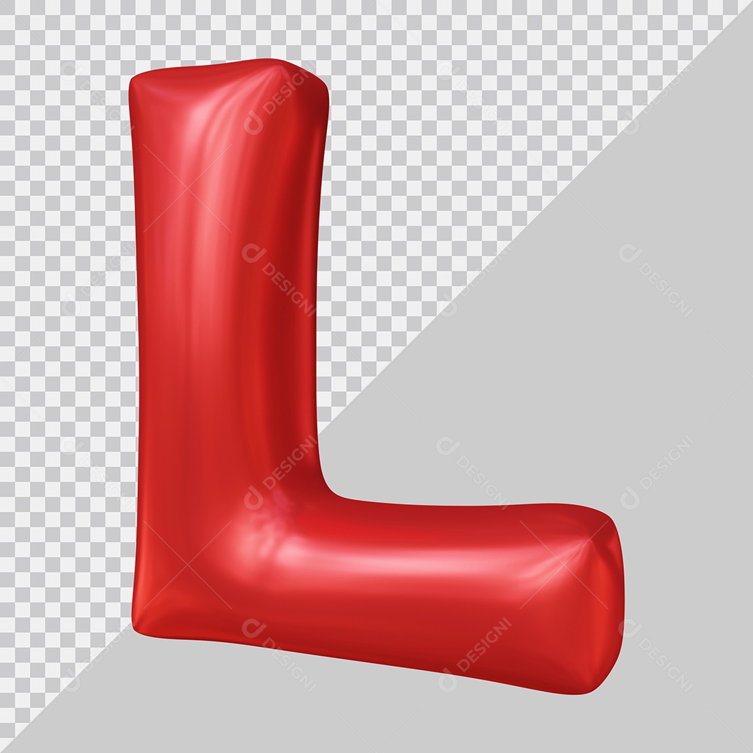 Elemento 3D Para Composição Letra L Maiúscula Vermelha PSD