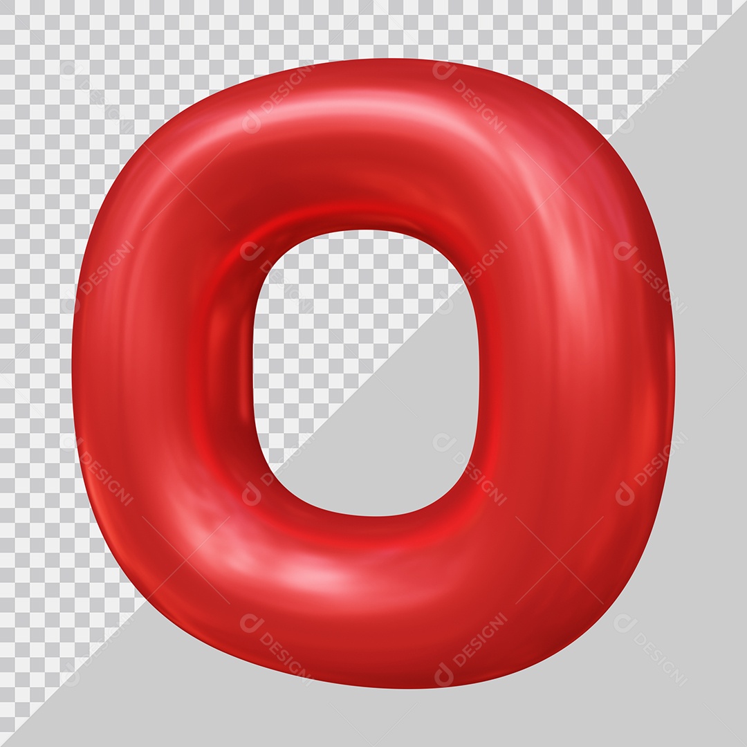 Elemento 3D Para Composição Letra O Maiúscula Vermelha PSD