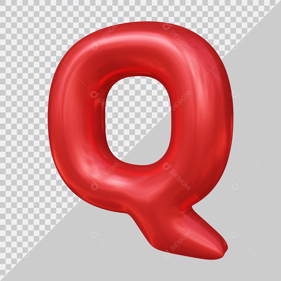 Elemento 3D Para Composição Letra Q Maiúscula Vermelha PSD