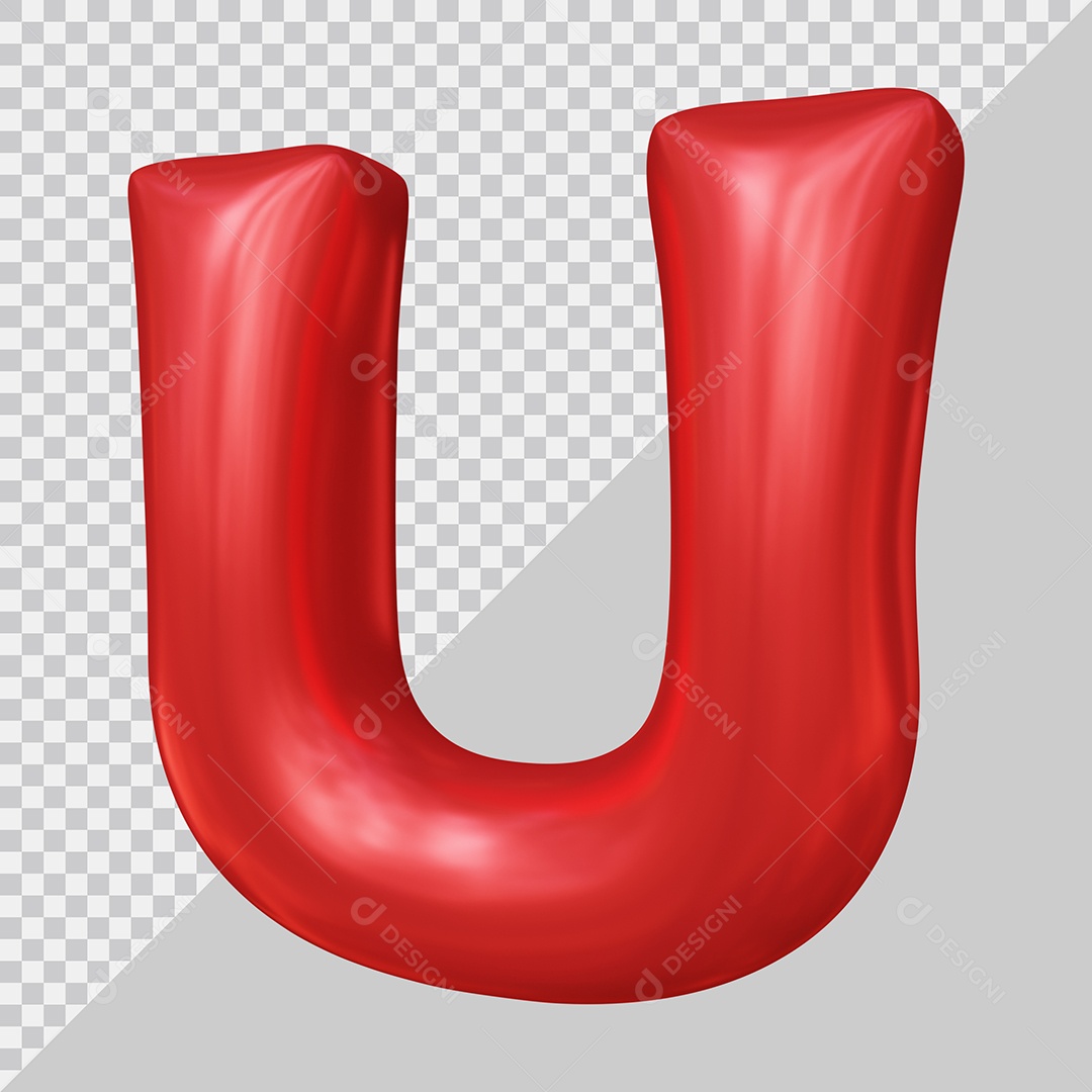 Elemento 3D Para Composição Letra U Maiúscula Vermelha PSD