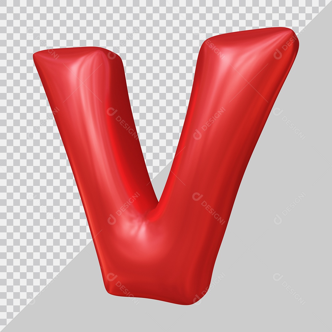 Elemento 3D Para Composição Letra V Maiúscula Vermelha PSD
