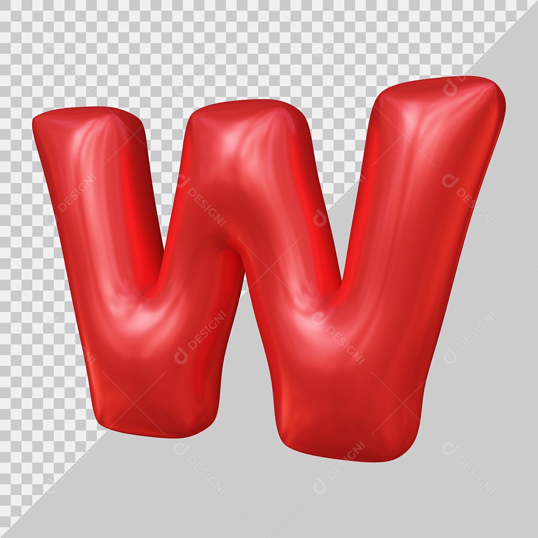Elemento 3D Para Composição Letra W Maiúscula Vermelha PSD