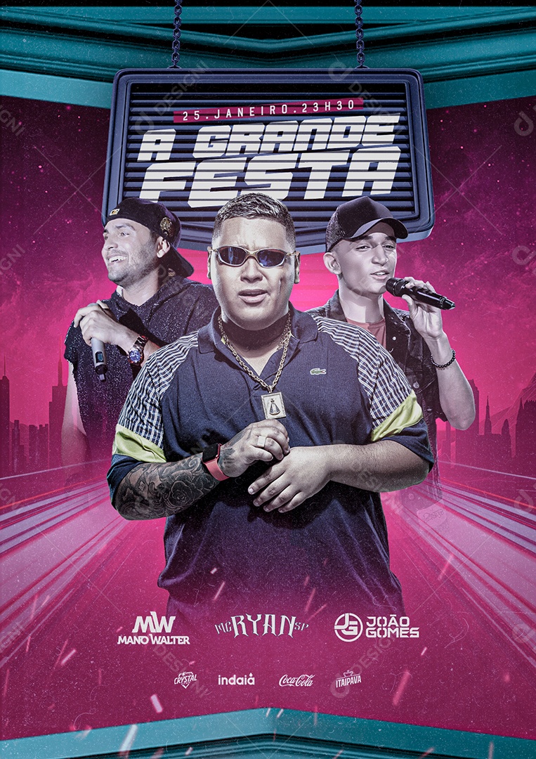 A Grande Festa Mano Walter Mc Ryan SP João Gomes Flyers Social Media PSD Editável