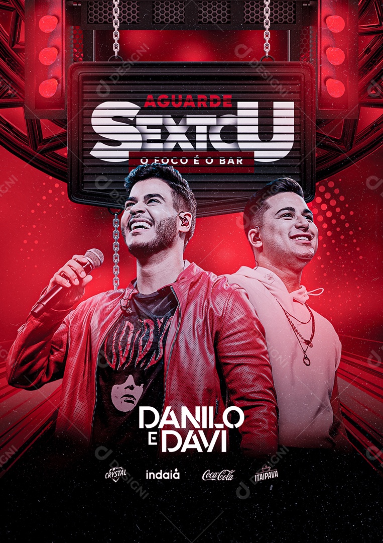 Aguarde Sextou o Foco é o Bar Danilo e Davi Flyers Social Media PSD Editável