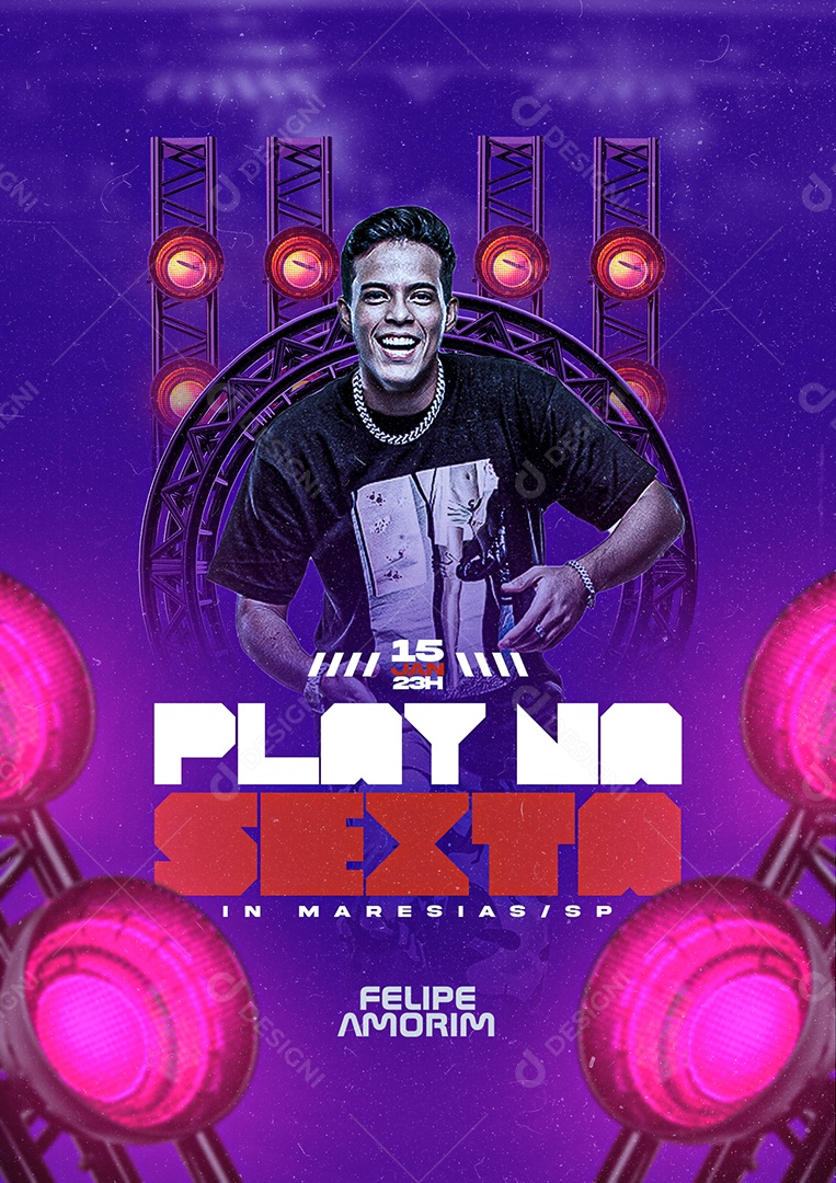 Play na Sexta Felipe Amorim Flyers Social Media PSD Editável