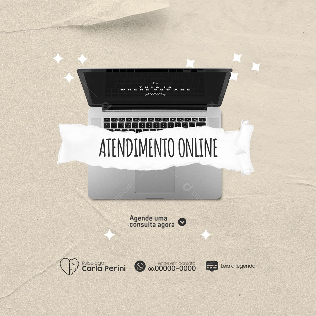 Atendimento Online Clínica de Psicologia Social Media PSD Editável