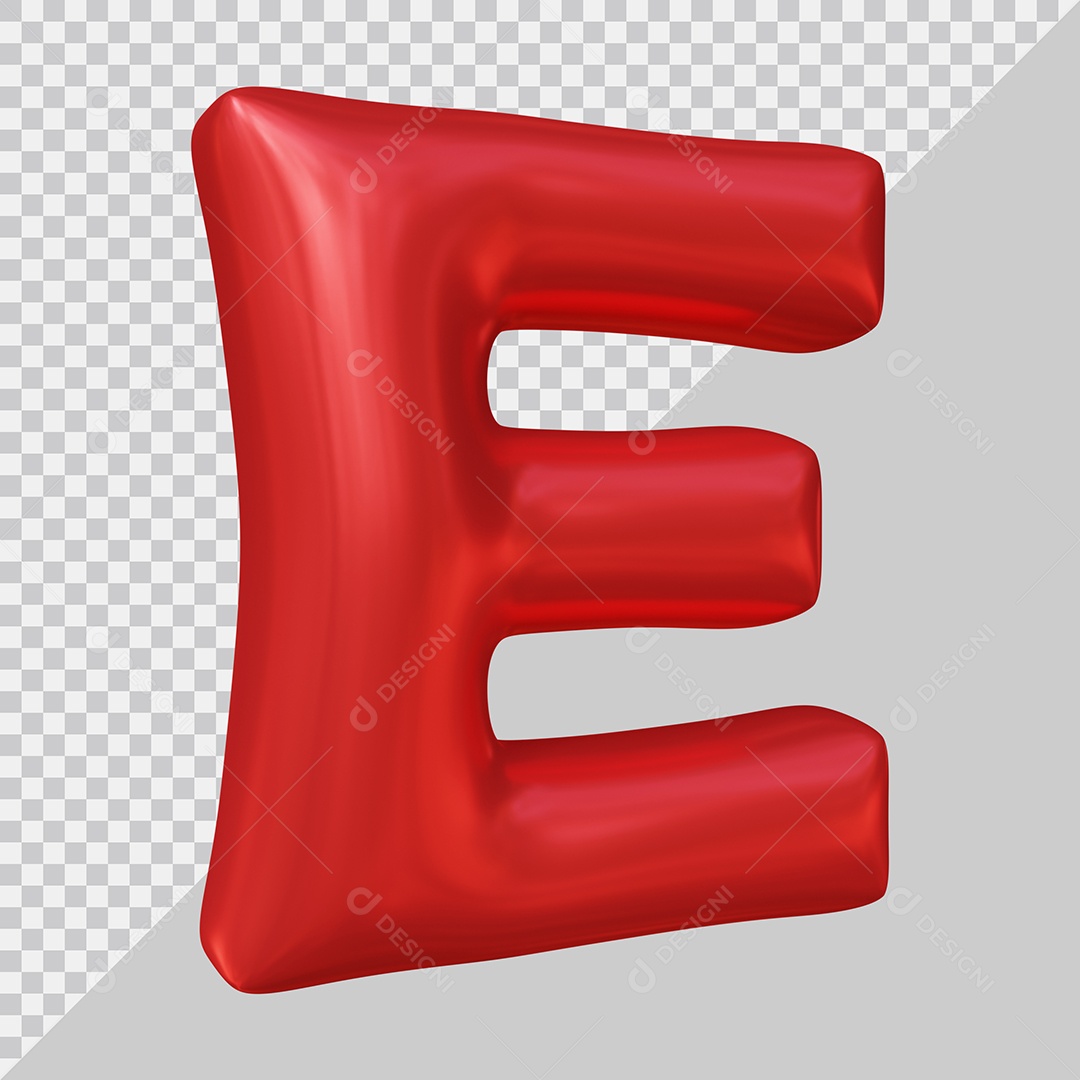 Letra E Vermelho Elemento 3D Para Composição PSD