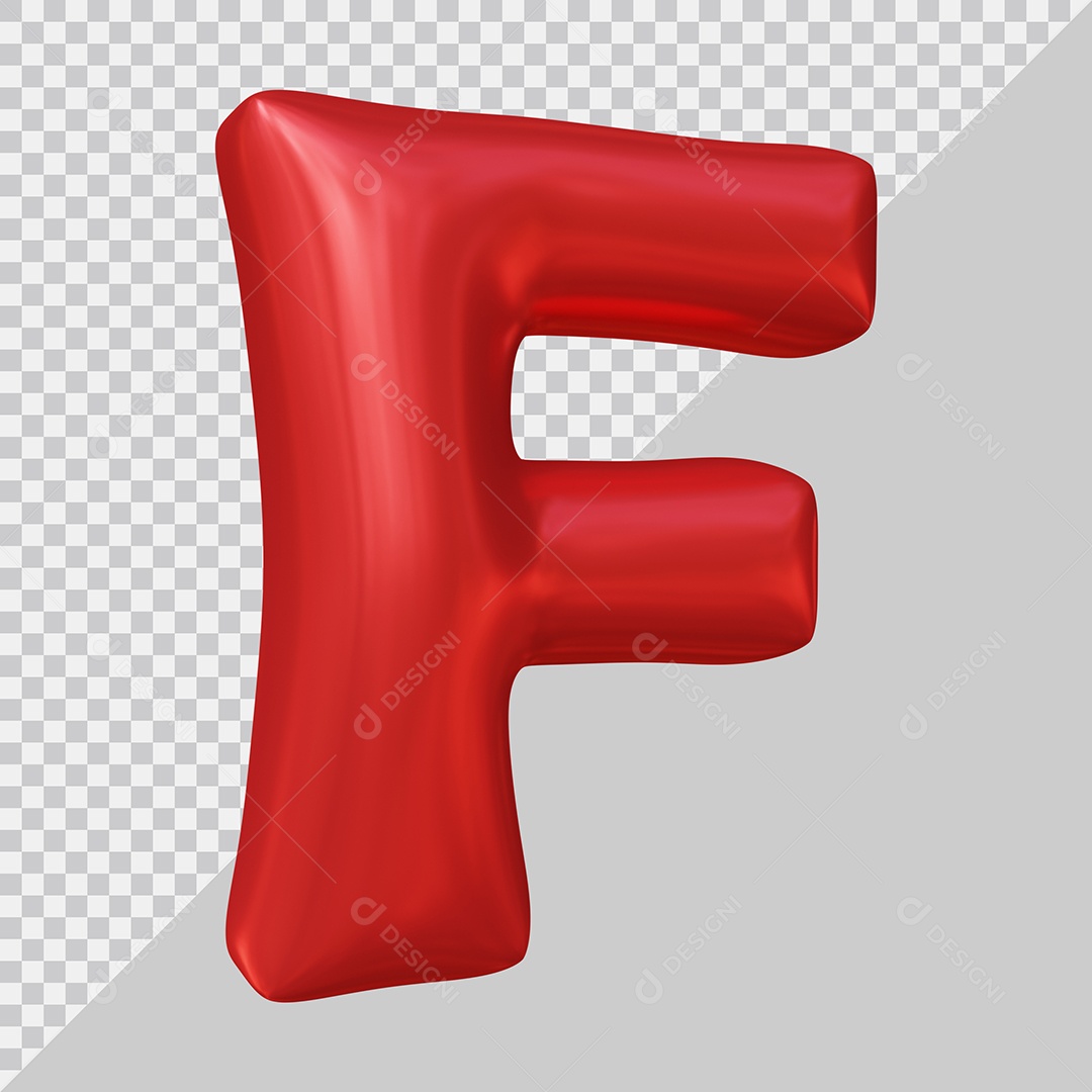 Letra F Vermelho Elemento 3D Para Composição PSD