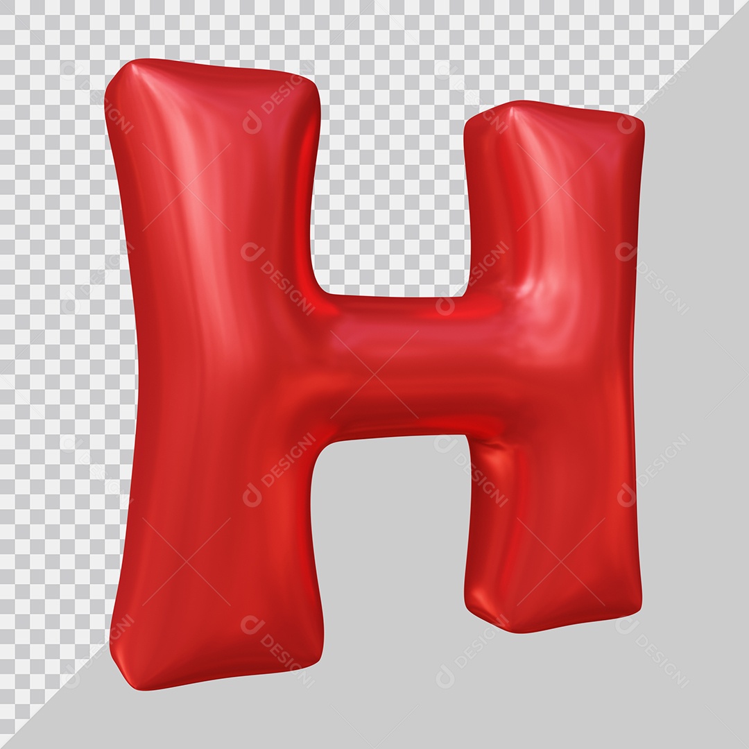 Letra H Vermelho Elemento 3D Para Composição PSD