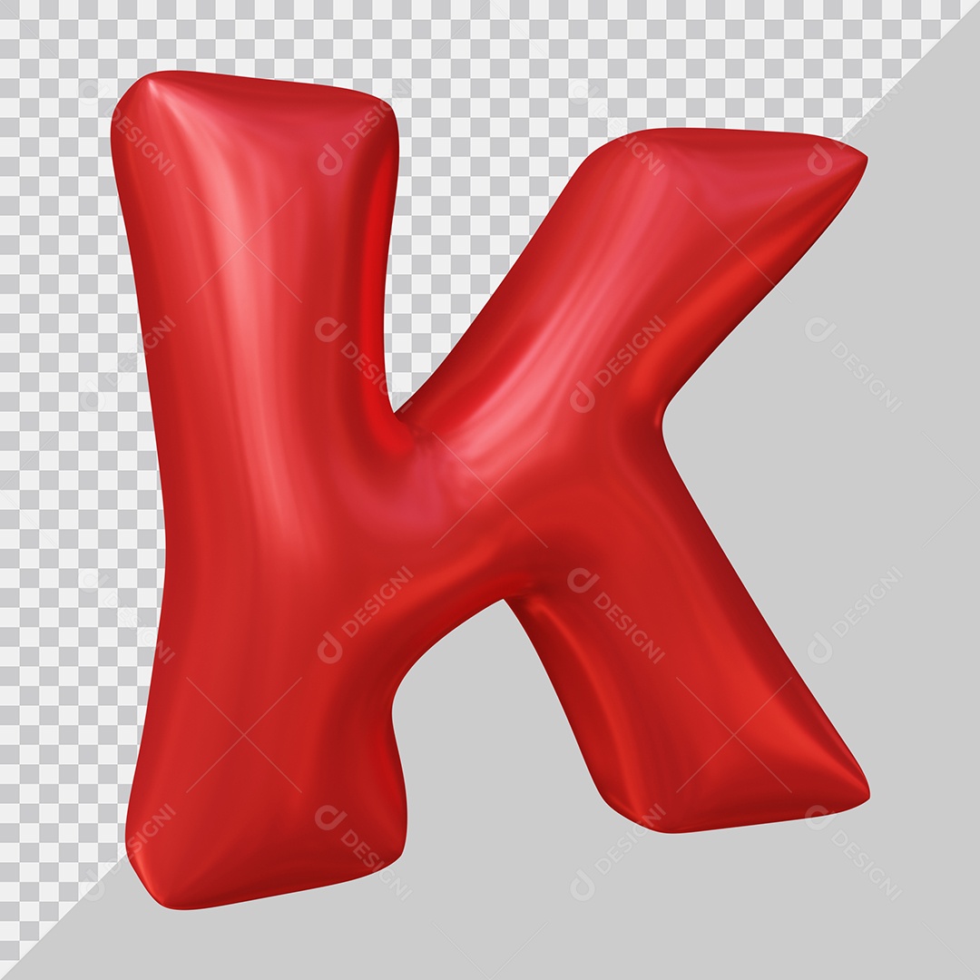 Letra K Vermelho Elemento 3D Para Composição PSD