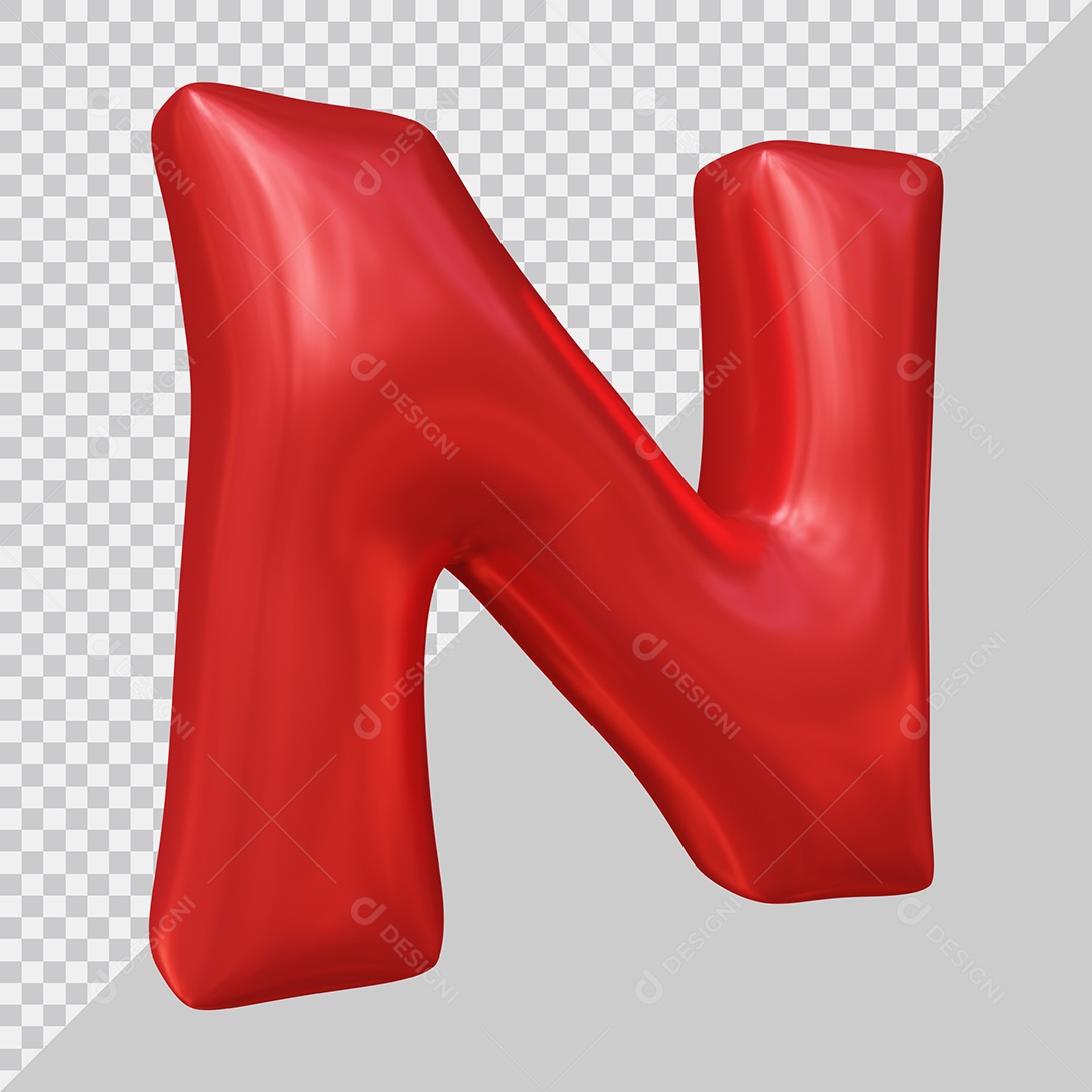 Letra N Vermelho Elemento 3D Para Composição PSD
