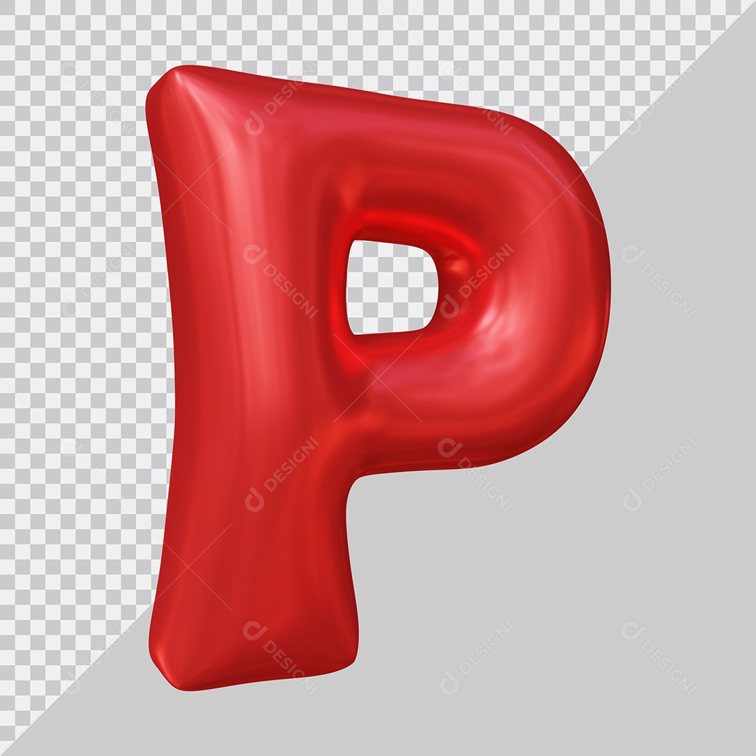 Letra P Vermelho Elemento 3D Para Composição PSD