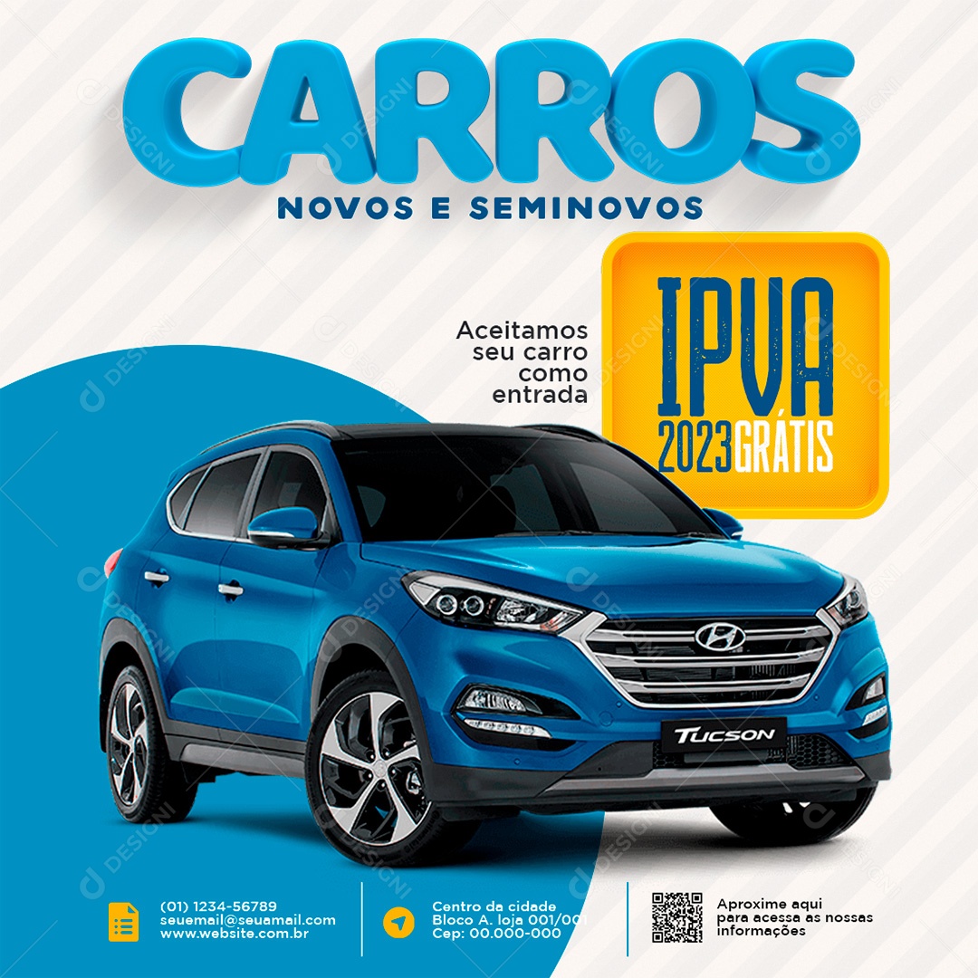 Post Concessionária Carros Novos e Seminovos Social Media PSD Editável