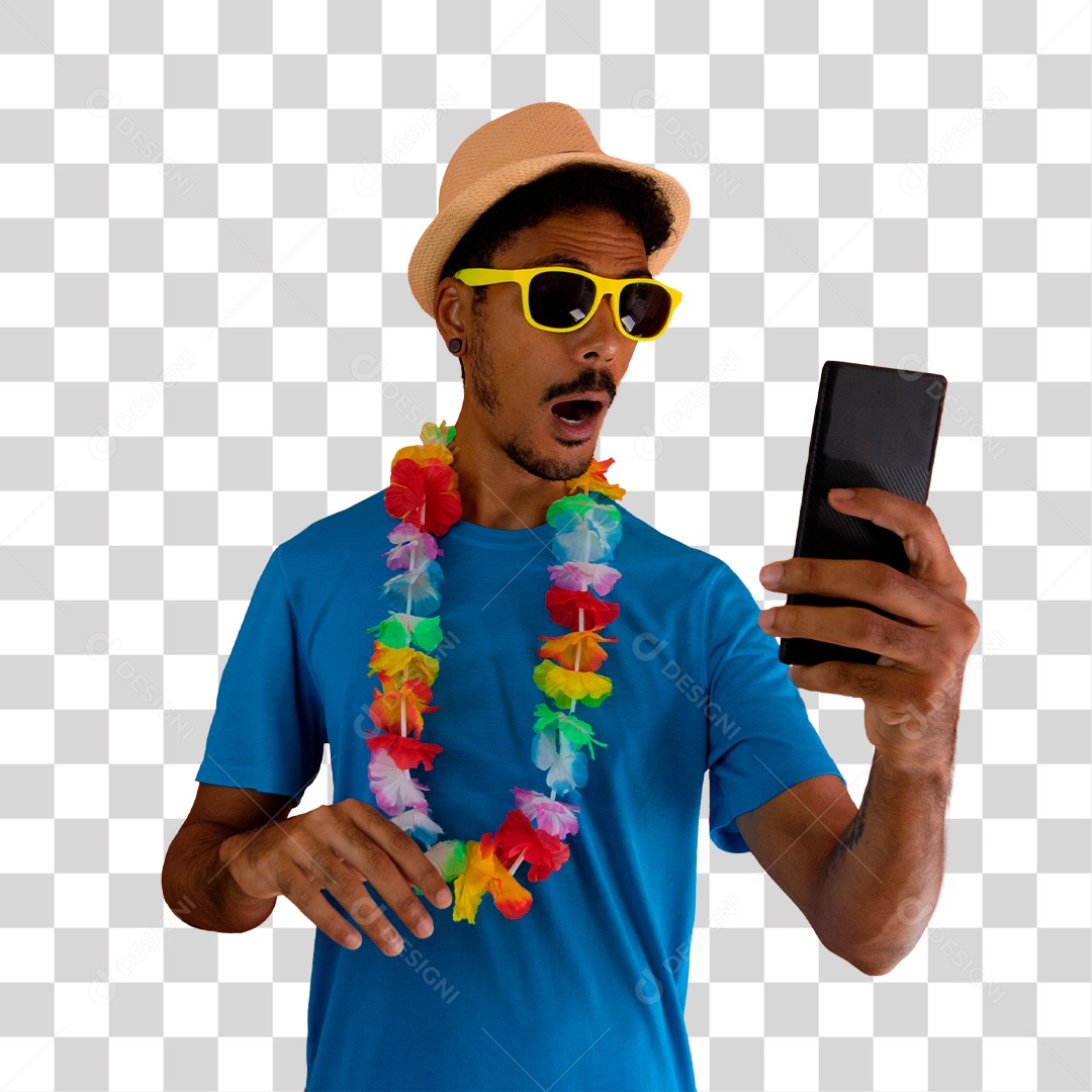 Fã de Esportes Comemorando Com Camisa Azul PNG Transparente