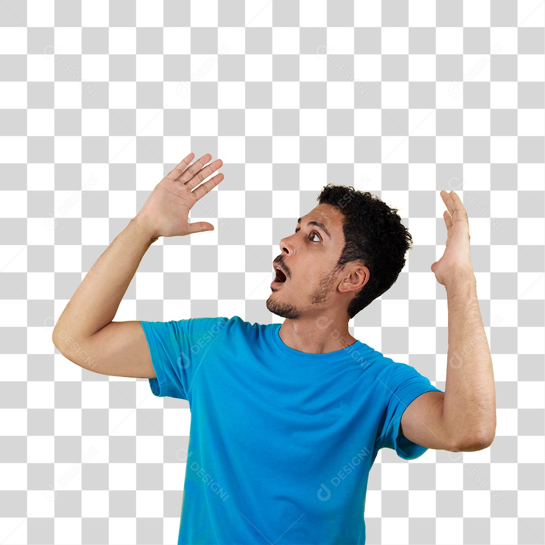 Homem Negro Com Camisa Azul Isolada Jovem Bonito Fazendo Expressões PNG Fundo Transparente