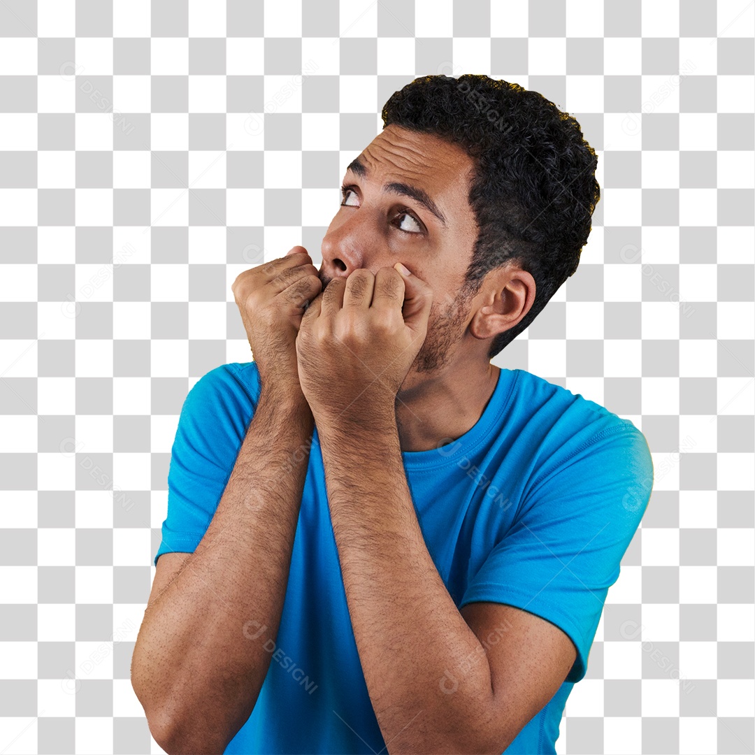 Homem Negro Com Camisa Azul Isolada Jovem Bonito Fazendo Expressões PNG Fundo Transparente