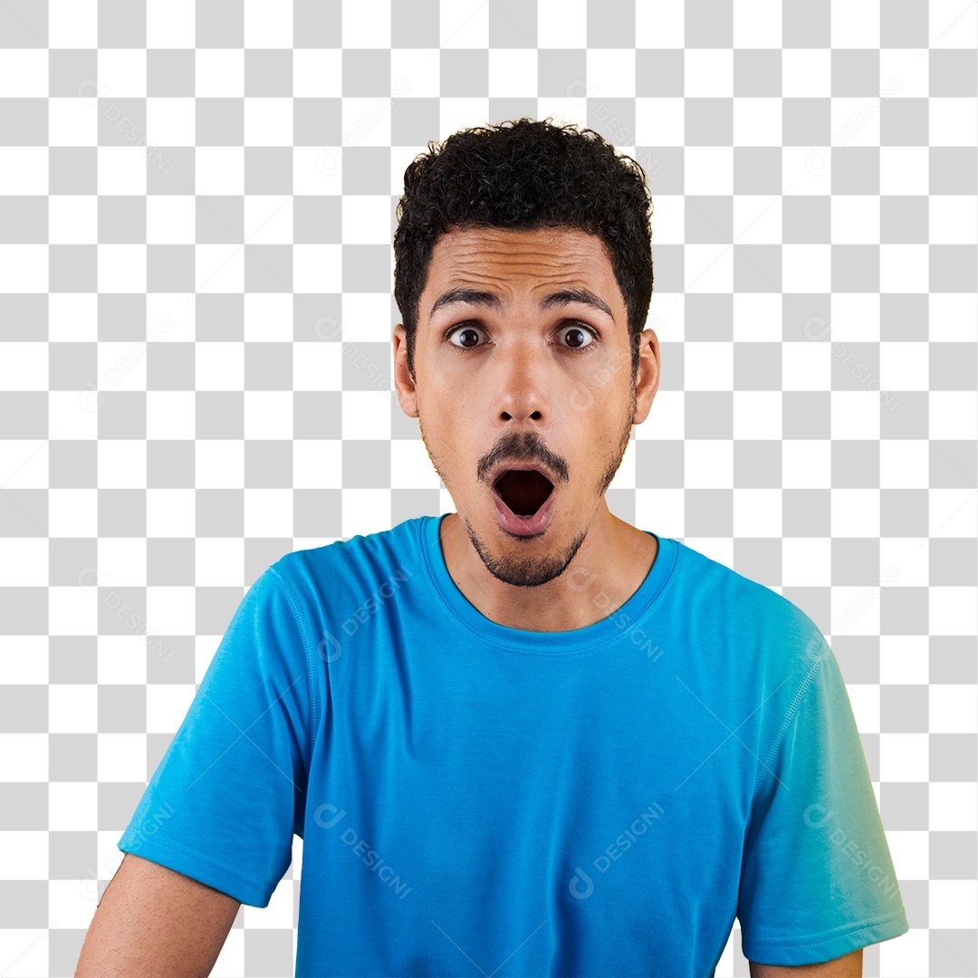 Homem Negro Com Camisa Azul Isolada Jovem Bonito Fazendo Expressões PNG Fundo Transparente