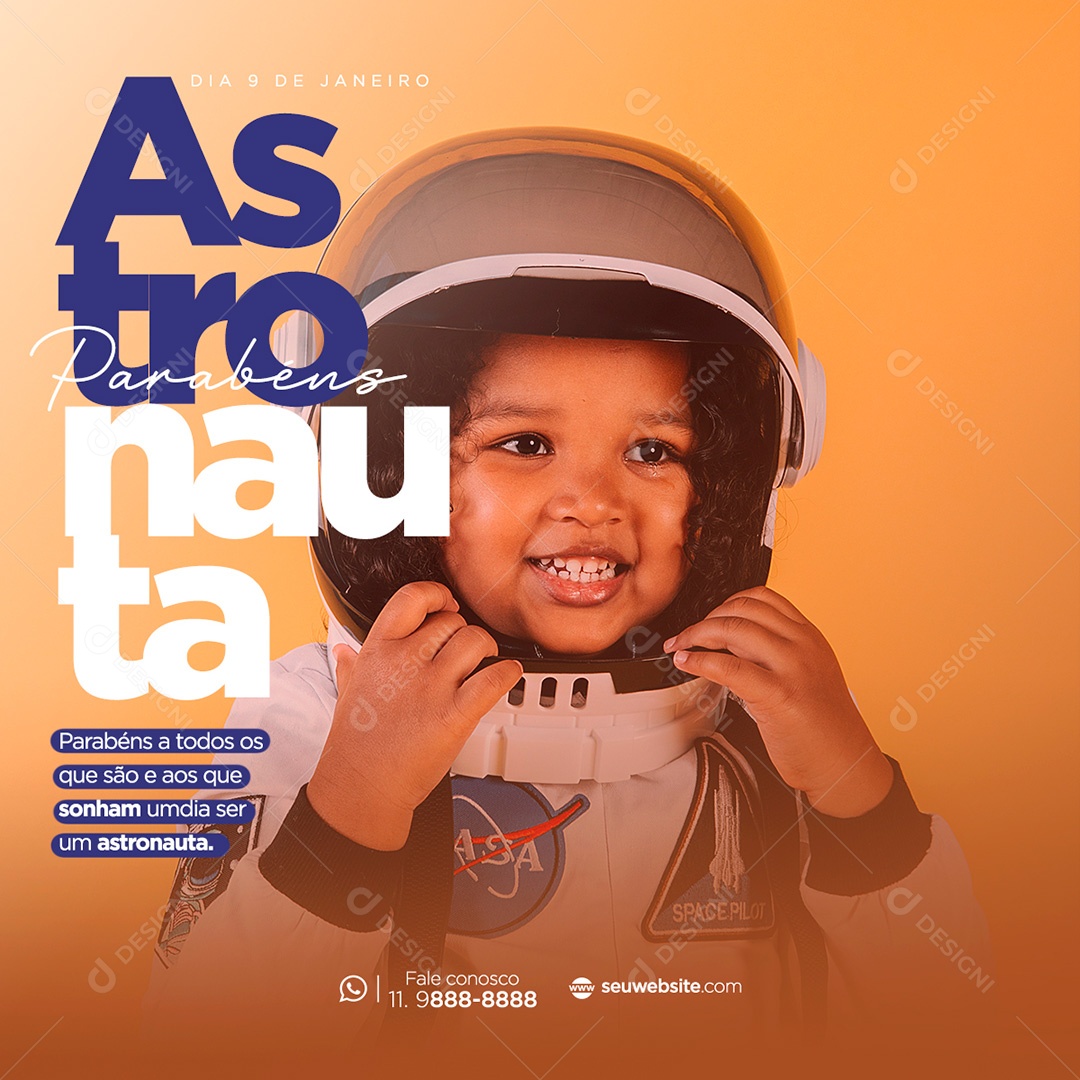 Post Dia do Astronauta Social Media PSD Editável