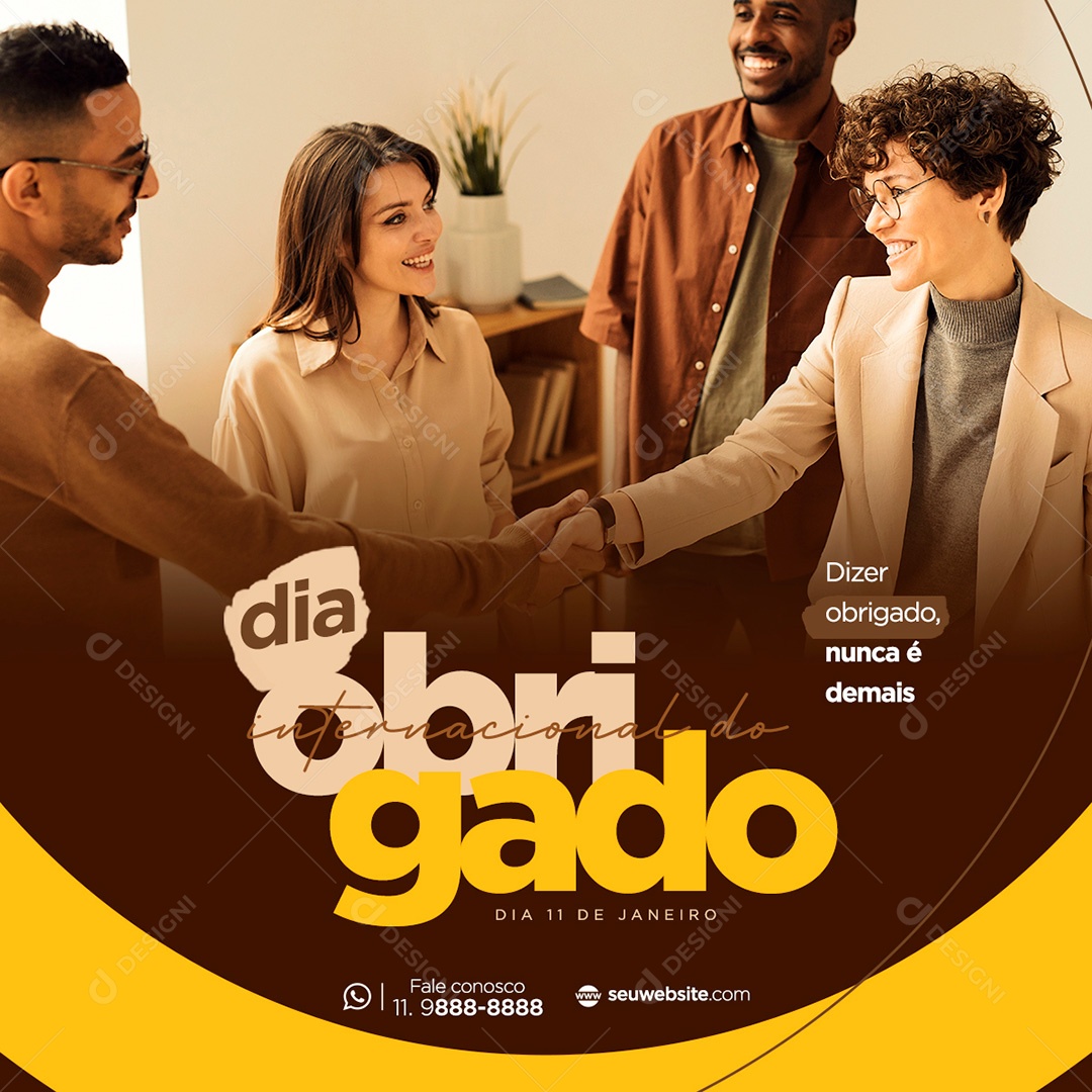 Post Dia Internacional do Obrigado 11 de janeiro Social Media PSD Editável