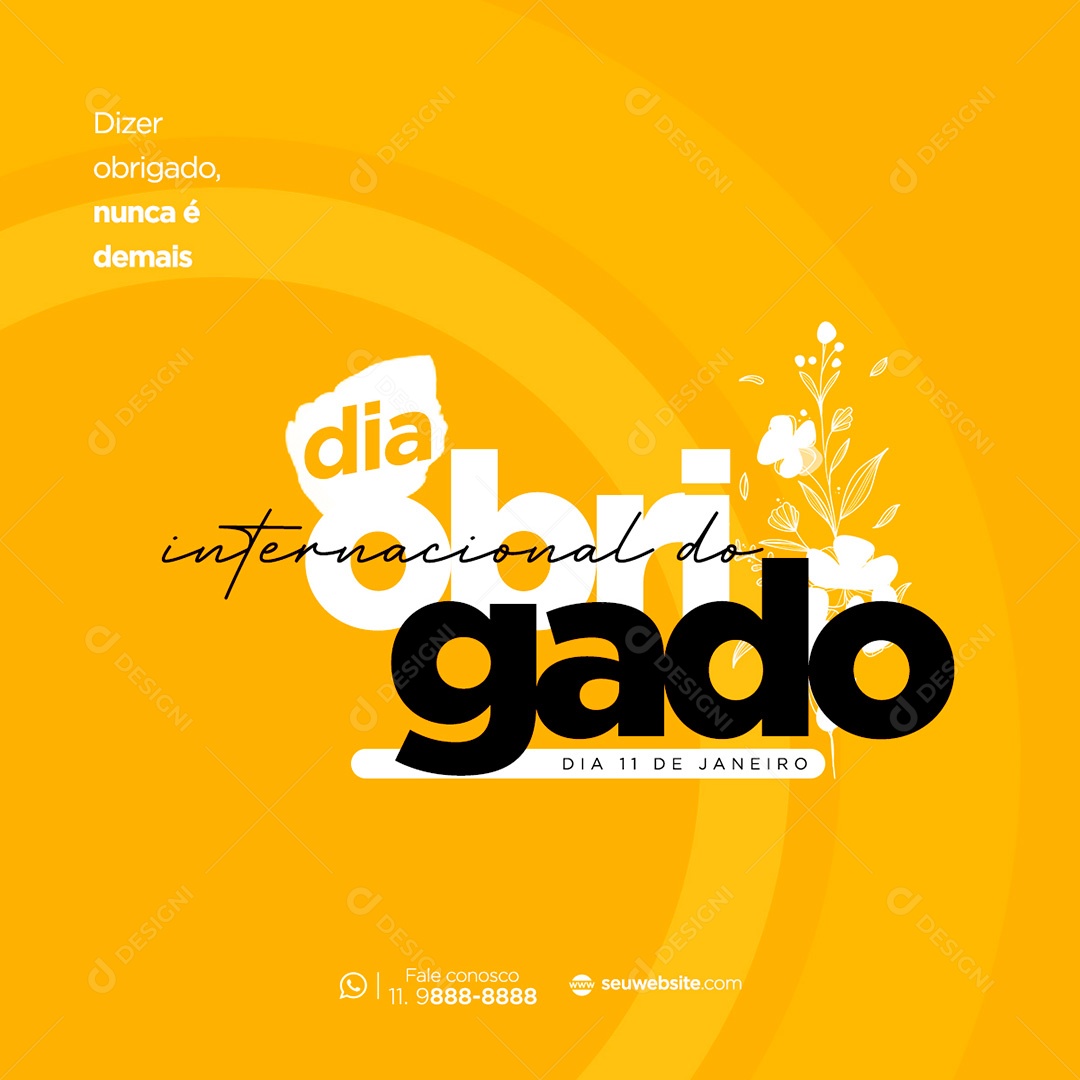 Post Dia Internacional do Obrigado 11 de janeiro Social Media PSD Editável