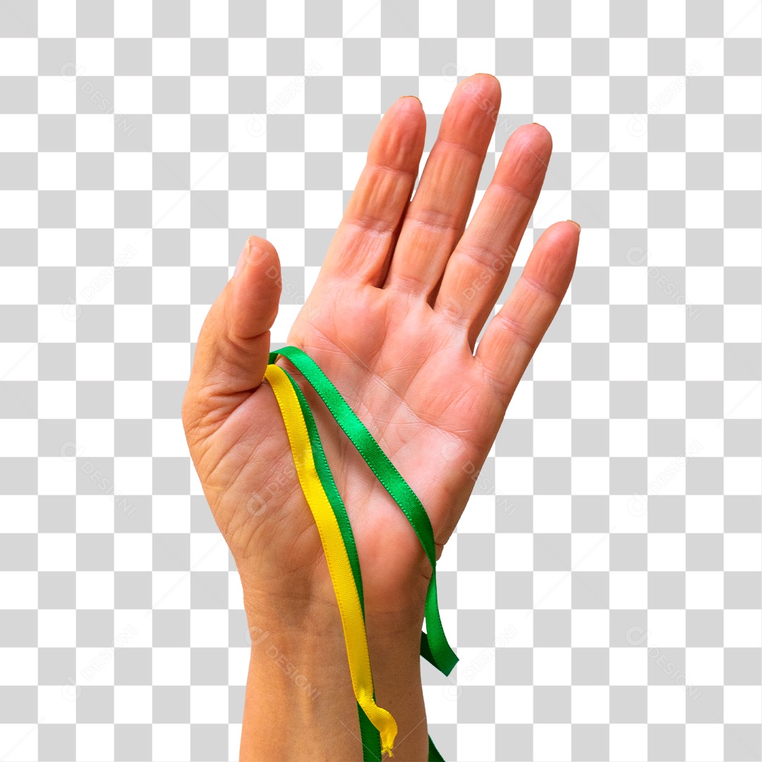 Segurando Fitas Verdes e Amarelas da Bandeira do Brasil Dia da Independência do Brasil PNG Transparente