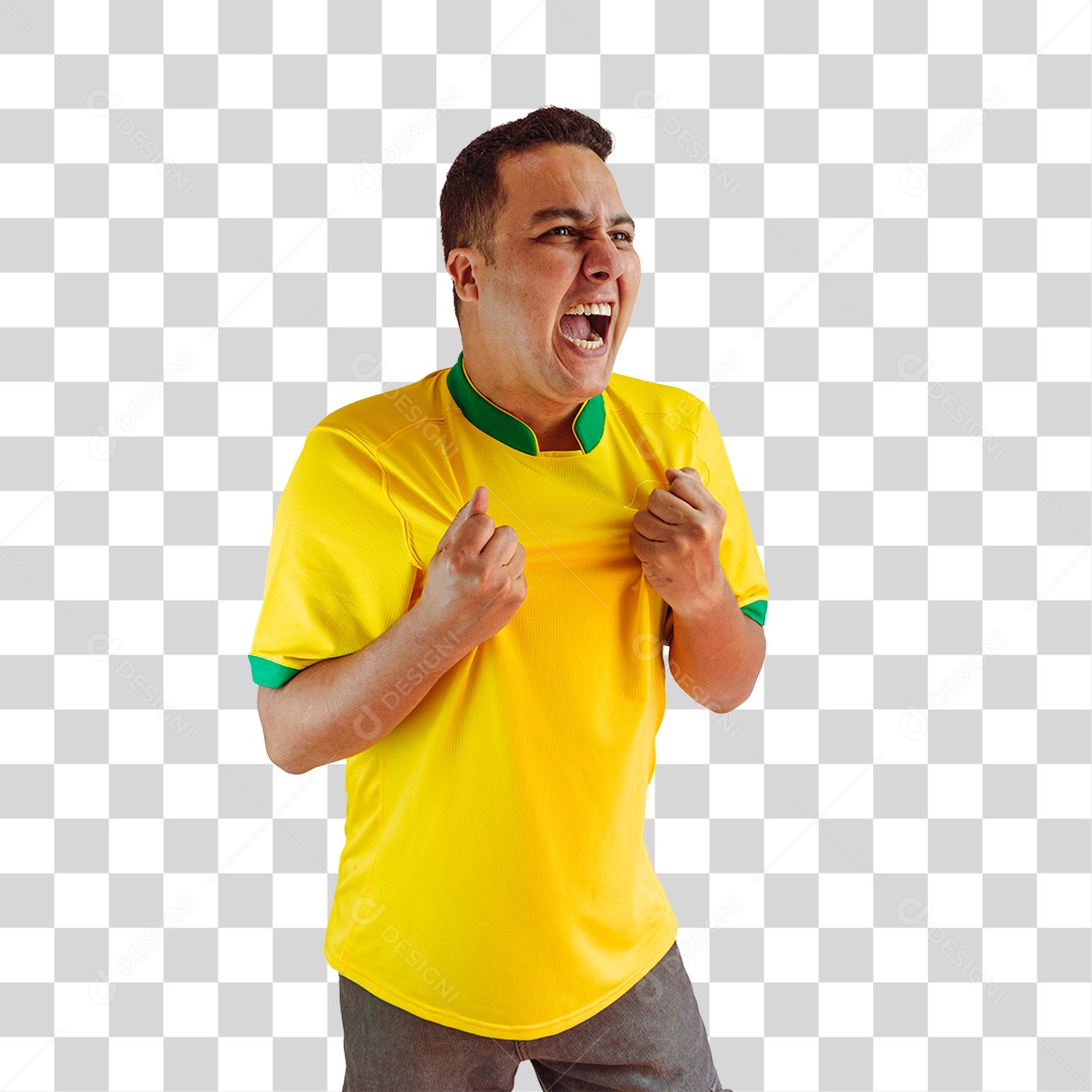 Torcedor de Futebol Torcendo Pelo Seu Time Brasil PNG Transparente
