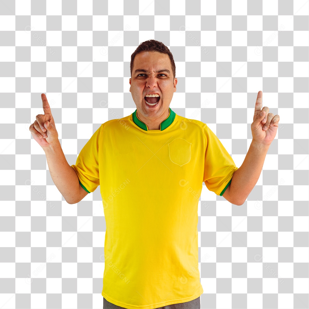 Torcedor de Futebol Torcendo Pelo Seu Time Brasil PNG Transparente