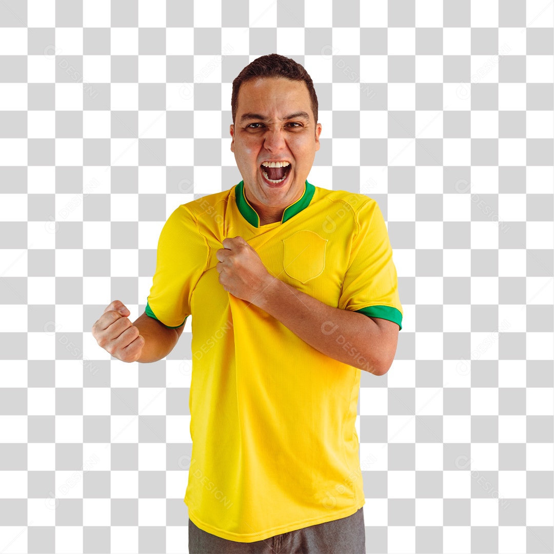 Torcedor de Futebol Torcendo Pelo Seu Time Brasil PNG Transparente