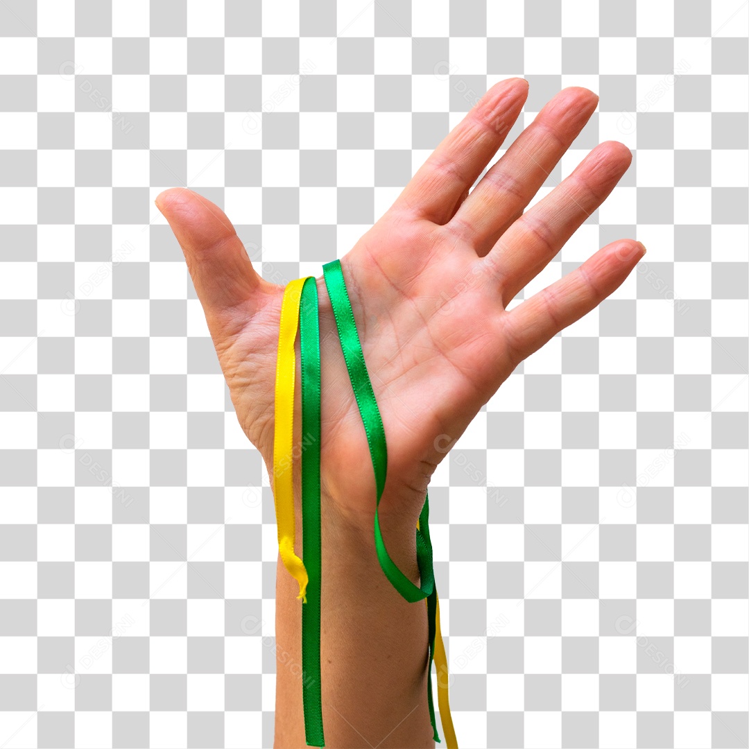 Segurando Fitas Verdes e Amarelas da Bandeira do Brasil Dia da Independência do Brasil PNG Transparente