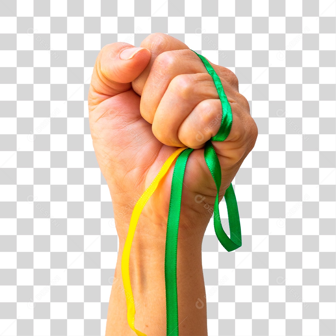 Segurando Fitas Verdes e Amarelas da Bandeira do Brasil Dia da Independência do Brasil PNG Transparente