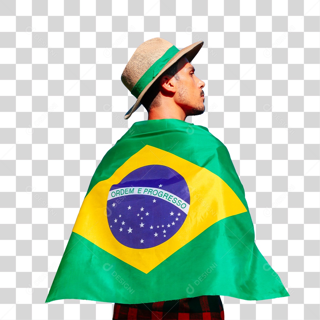 Agricultor Com Chapéu Segurando a Bandeira do Brasil Dia da Independência PNG Transparente