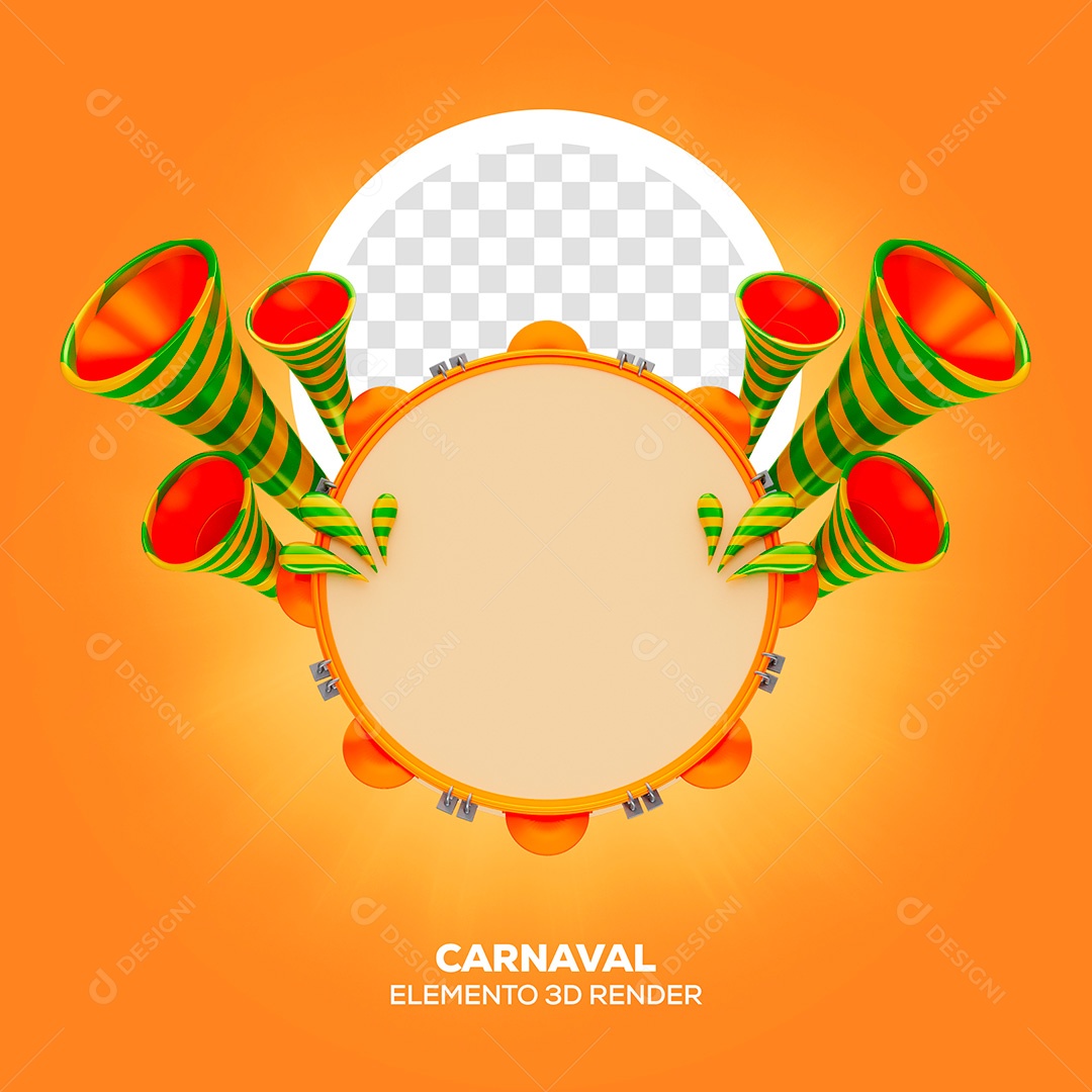 Elementos 3D de Carnaval PSD Para Composição
