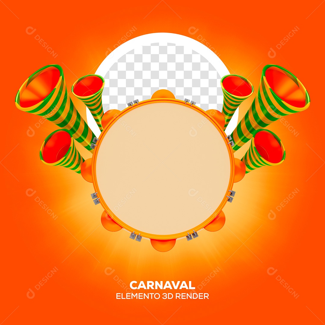 Elementos 3D de Carnaval PSD Para Composição