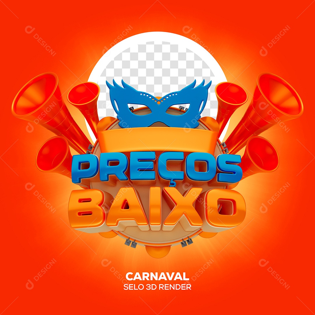 Selo 3D de Carnaval Preço Baixo Para Composição PSD