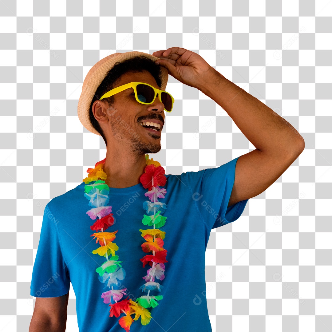 Fã de Esportes Comemorando Com Camisa Azul PNG Transparente