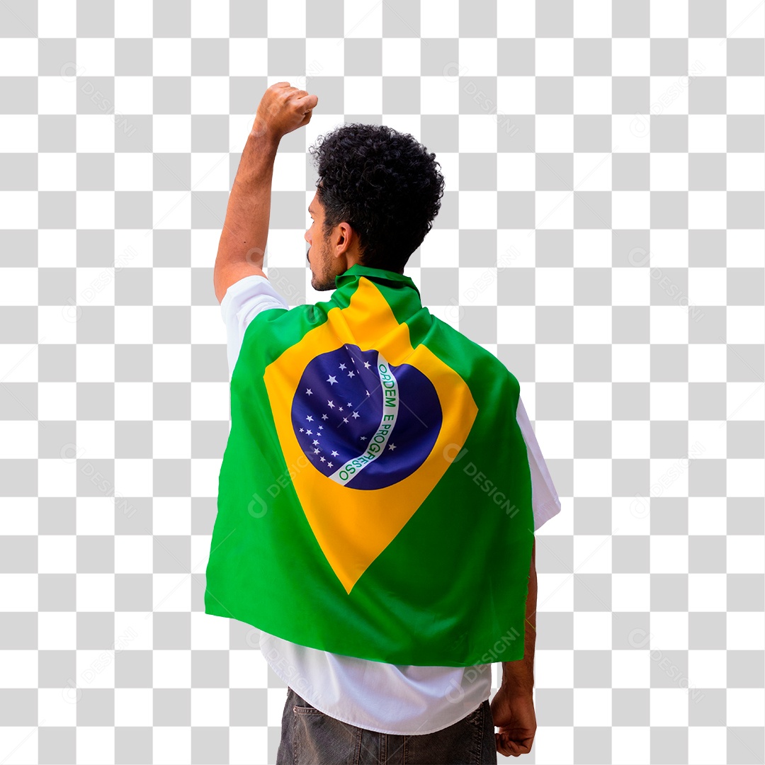 Homem Com Bandeira do Brasil Nas Costas Independência do Brasil PNG Transparente